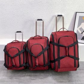 Expandable 3 PCS Luggage Set Foldable Softside Travel Suitcase with Spinner Wheels Red Black