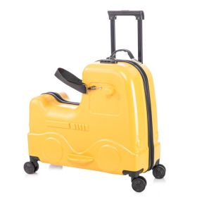 22 Inch Kid's Ride on Suitcase Children's Trolley Luggage Carry-On Luggage with Spinner Wheels \Lock\Safty Belt\Telescoping Handle Yellow