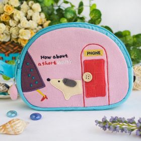 [A Short Walk] Embroidered Applique Cosmetic Bag / Camera bag / Hand Purse Wallet (7.1*5.1*2.8)