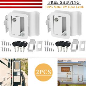 RV Travel Trailer Entry Door Lock White RV Door Latch Paddle Deadbolt for Camper