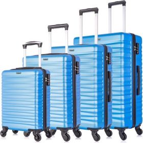 Expandable Hardshell Luggage Sets Suitcase ABS Lightweight with Spinner Wheels Blue