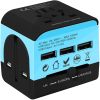 Charger Universal Adapter Multi Outlet Port 3 USB Phone Power All in One Multi Cable Multiple Phone Charge Wall Plug (Blue) 5 Core UTA 3USB BLU