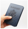 Passport Holder with Vaccine Card Slot Holder for Men & Women;  Waterproof PU Leather;  Dark Blue & Sky Blue;  2 Pack