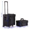 Professional 2-in-1 Rolling Makeup Traveling Case, Beauty Trolley Storage Box, Artist Cosmetic Organizer w/ Drawers, Black XH