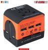 Charger Universal Adapter Multi Outlet Port 3 USB Phone Power All in One Multi Cable Multiple Phone Charge Wall Plug (Orange) 5 Core UTA 3USB ORG