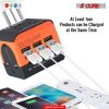 Charger Universal Adapter Multi Outlet Port 3 USB Phone Power All in One Multi Cable Multiple Phone Charge Wall Plug (Orange) 5 Core UTA 3USB ORG