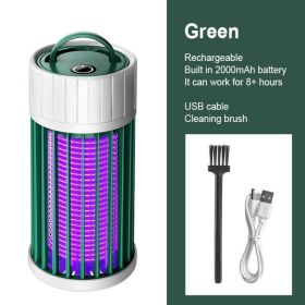 1pc Rechargeable Trend Pest Control Mosquitos Killing Machine Shock Mute Mosquito Killer Lamp Bedroom Mosquito Remover (Color: Green, Items: Recharge)