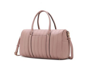 MKF Collection Luana Quilted Vegan Leather Women's Duffle Bag by Mia k (Material: Vegan Leather, Color: Mauve)