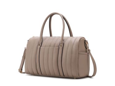 MKF Collection Luana Quilted Vegan Leather Women's Duffle Bag by Mia k (Material: Vegan Leather, Color: Taupe)