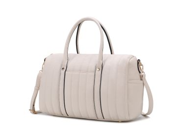 MKF Collection Luana Quilted Vegan Leather Women's Duffle Bag by Mia k (Material: Vegan Leather, Color: Beige)