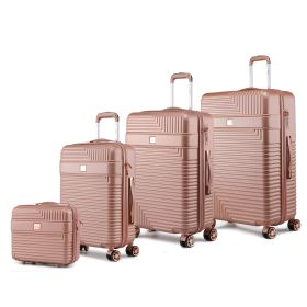 MKF Collection Mykonos Luggage Set- Extra Large Check-in, Large Check-in, Medium Carry-on, and Small Cosmetic Case by Mia K (Material: Polycarbonate, Color: Rose Gold)