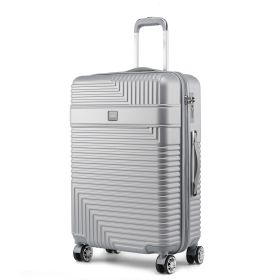 MKF Collection Mykonos Large Check-in Spinner by Mia K (Material: Polycarbonate, Color: Silver)