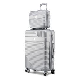 MKF Collection Mykonos Luggage Set with a Medium Carry-on and Small Cosmetic Case by Mia K (Material: Polycarbonate, Color: Silver)