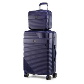 MKF Collection Mykonos Luggage Set with a Medium Carry-on and Small Cosmetic Case by Mia K (Material: Polycarbonate, Color: Navy)