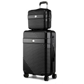 MKF Collection Mykonos Luggage Set with a Medium Carry-on and Small Cosmetic Case by Mia K (Material: Polycarbonate, Color: Black)