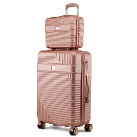 MKF Collection Mykonos Luggage Set with a Medium Carry-on and Small Cosmetic Case by Mia K (Material: Polycarbonate, Color: Rose Gold)