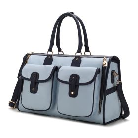 MKF Collection Genevieve Duffle Handbag Color Block Vegan Leather Women by Mia k (Material: Vegan Leather, Color: Lt Blue)