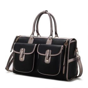 MKF Collection Genevieve Duffle Handbag Color Block Vegan Leather Women by Mia k (Material: Vegan Leather, Color: Pewter)