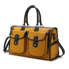 MKF Collection Genevieve Duffle Handbag Color Block Vegan Leather Women by Mia k (Material: Vegan Leather, Color: Mustard)