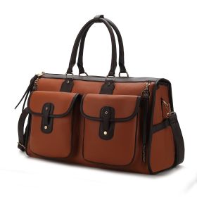 MKF Collection Genevieve Duffle Handbag Color Block Vegan Leather Women by Mia k (Material: Vegan Leather, Color: Cognac)