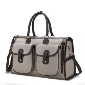 MKF Collection Genevieve Duffle Handbag Color Block Vegan Leather Women by Mia k (Material: Vegan Leather, Color: Lt Grey)