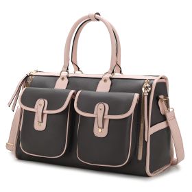 MKF Collection Genevieve Duffle Handbag Color Block Vegan Leather Women by Mia k (Material: Vegan Leather, Color: Charcoal)