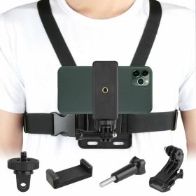 Outdoor Hiking Chest Harness Body Strap Mount Accessories Side Pouch Storage Bag (Color: Black A)