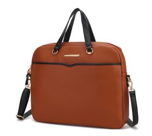 MKF Collection Rose Briefcase by Mia K (Material: Vegan Leather, Color: Cognac)