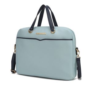 MKF Collection Rose Briefcase by Mia K (Material: Vegan Leather, Color: Ocean Blue)