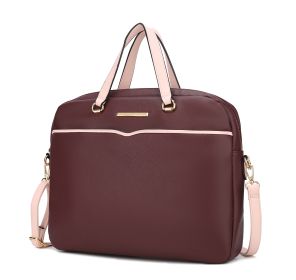 MKF Collection Rose Briefcase by Mia K (Material: Vegan Leather, Color: Wine)