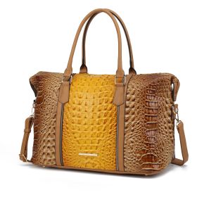 MKF Collection Raven Faux Crocodile-Embossed Vegan Leather Women's Duffle Bag by Mia K (Material: Vegan Leather, Color: Stone)