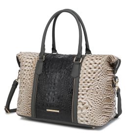 MKF Collection Raven Faux Crocodile-Embossed Vegan Leather Women's Duffle Bag by Mia K (Material: Vegan Leather, Color: grey)