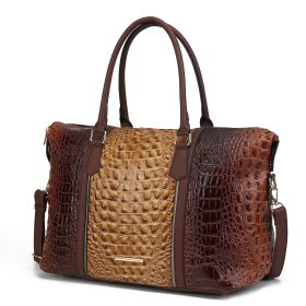 MKF Collection Raven Faux Crocodile-Embossed Vegan Leather Women's Duffle Bag by Mia K (Material: Vegan Leather, Color: Brown)