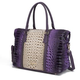 MKF Collection Raven Faux Crocodile-Embossed Vegan Leather Women's Duffle Bag by Mia K (Material: Vegan Leather, Color: Violet)