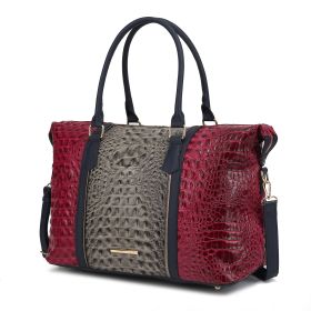 MKF Collection Raven Faux Crocodile-Embossed Vegan Leather Women's Duffle Bag by Mia K (Material: Vegan Leather, Color: Fuschia)